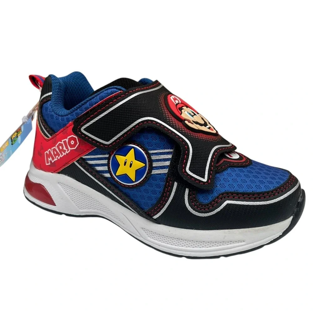 Nintendo Super Mario Youth Boys Slip-on Sneakers Size 2 (2Y) Blue-Multi Light Up